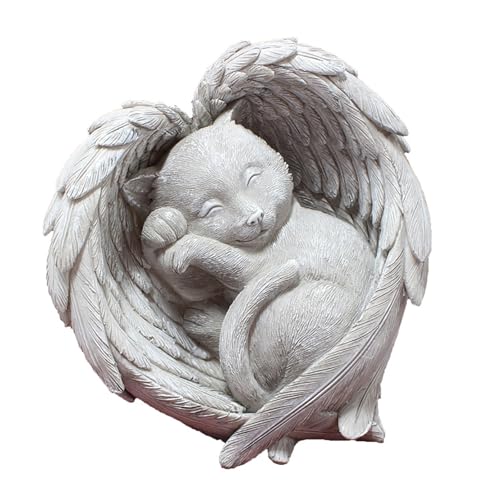 ASDMAOE Gedenkstein für Schlafenden Hund, Engel, Grabstein für Hund und Katze, Gedenkstein für den Garten, Grabstein, Trauergeschenk für Verlorene Hunde(Angel Cat) von ASDMAOE