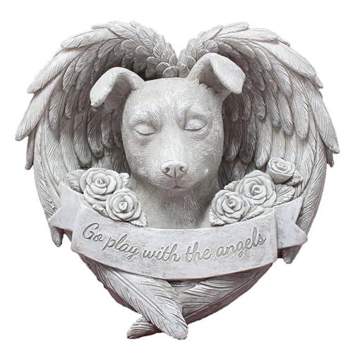 ASDMAOE Gedenkstein für Schlafenden Hund, Engel, Grabstein für Hund und Katze, Gedenkstein für den Garten, Grabstein, Trauergeschenk für Verlorene Hunde(Angel Dog) von ASDMAOE