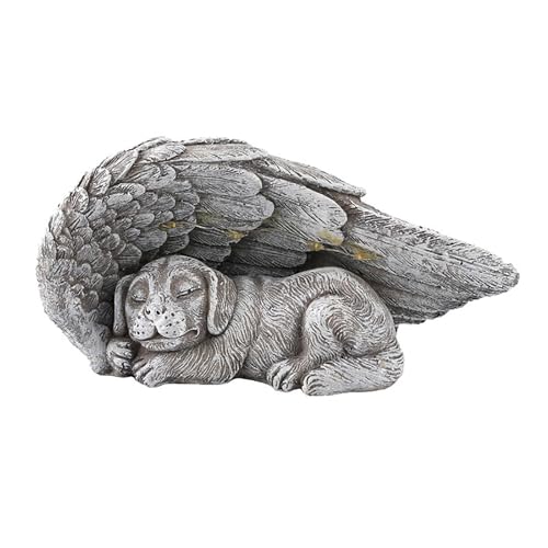 ASDMAOE Gedenkstein mit Solarbetriebener LED Beleuchtung Engelsflügel Wetterfest Grabstein Katze Grablicht Katze Erinnerung Katze Engelsflügel(Gray with Light) von ASDMAOE