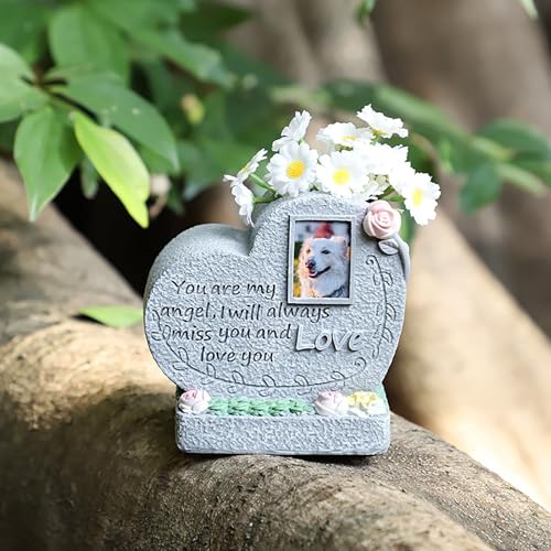 ASDMAOE Gedenksteine für Haustiere, Grabstein für Haustiere, Blumentöpfe für Hunde, Gedenkstein, Denkmalgeschenk, Personalisierte Gedenktafel(Angel Heart) von ASDMAOE