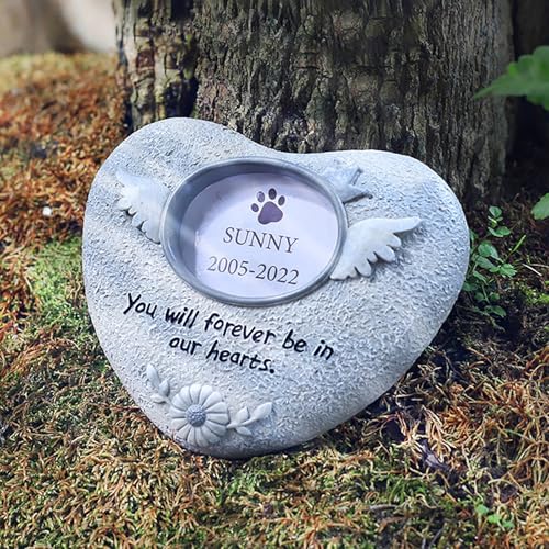 ASDMAOE Grabstein Hund, Harz Herzförmig Gedenkstein, Tiergrabstein Erinnerung 'Hund', Rasen und Garten Gedenktafel(Angel Heart) von ASDMAOE