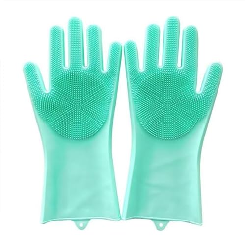 ASEANAO Fellpflege-Handschuhe für Hunde mit hochdichten Zähnen, verbessertes Fünf-Finger-Design zum Baden und Massieren von Hunden und Katzen (Grün) von ASEANAO