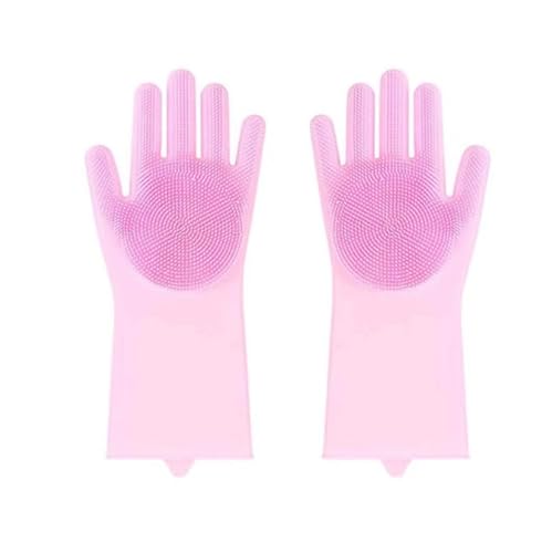 ASEANAO Fellpflege-Handschuhe für Hunde mit hochdichten Zähnen, verbessertes Fünf-Finger-Design zum Baden und Massieren von Hunden und Katzen (Rosa) von ASEANAO