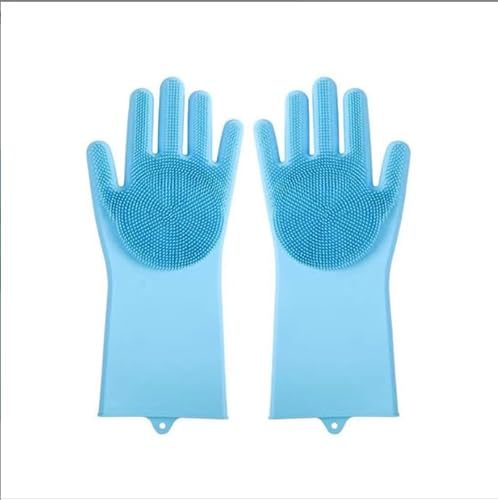 ASEANAO Fellpflege-Handschuhe für Hunde mit hochdichten Zähnen, verbessertes Fünf-Finger-Design zum Baden und Massieren von Hunden und Katzen (blau) von ASEANAO