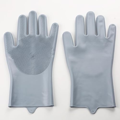ASEANAO Fellpflege-Handschuhe für Hunde mit hochdichten Zähnen, verbessertes Fünf-Finger-Design zum Baden und Massieren von Hunden und Katzen (grau) von ASEANAO