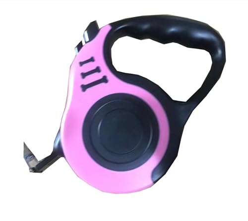 Einziehbare Hundeleine mit rutschfestem Griff, 3 m, robuste Hundeleine für kleine Hunde/Katzen/Kleintiere bis zu 10 kg, 360° verhedderungsfrei, Einhandbremse, Pause, Schloss (Rosa) von ASEANAO