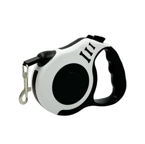 Einziehbare Hundeleine mit rutschfestem Griff, 3 m, robuste Hundeleine für kleine Hunde/Katzen/Kleintiere bis zu 10 kg, 360° verhedderungsfrei, Einhandbremse, Pause, Schloss (weiß) von ASEANAO