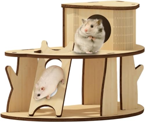ASEELO Hamster Holzspielzeug/Holz Hamster Aktivitätsturm/zum Klettern Aufhängung Versteck Spielzeug/Hamsterkäfig Zubehör (A) von ASEELO