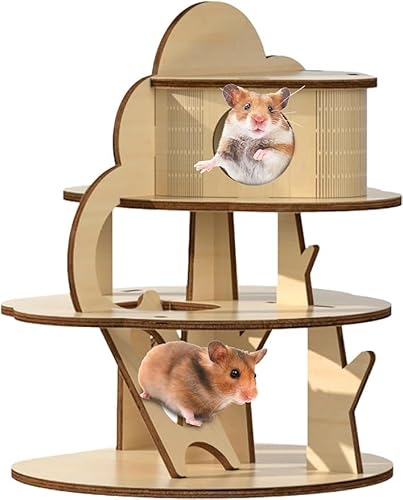 ASEELO Hamster Holzspielzeug / Holz Hamster Aktivitätsturm / zum Klettern Aufhängung Versteck Spielzeug / Hamsterkäfig Zubehör (B) von ASEELO