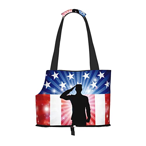 Amerikanische Flagge, Soldaten-Haustier-Tragetasche, tragbar, für kleine Hunde/Katzen, weich, mit verstellbarem Sicherheitsgurt, für U-Bahn/Einkaufen/Wandern/Reisen Amerikanische Flagge, Soldaten-Haustier-Tragetasche, tragbar, für kleine Hunde/Katzen, weich, mit verstellbarem Sicherheitsgurt, für U-Bahn/Einkaufen/Wandern/Reisen von ASEELO