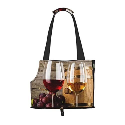 Art Red Wine Galsses & Grapes Haustier-Reisehandtasche, Hundegeldbörse, Haustier, kleine Hundegeldbörse, tragbar und sicher, bequem und schön. von ASEELO