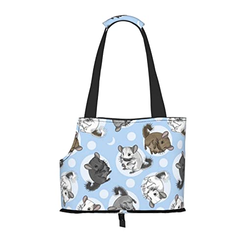 Blaue Chinchillas und Mond Haustier-Schultertasche Haustier Handtasche Tragbare Faltbare Haustier Sling Tragetasche Handtasche für kleine Haustiere Outdoor Shopping Reisen von ASEELO