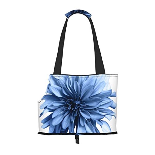 Blaue Dahlien-Blumen-Haustier-Reise-Handtasche, Hunde-Geldbörse, Haustier-Geldbörse, tragbar und sicher, bequem und schön. von ASEELO