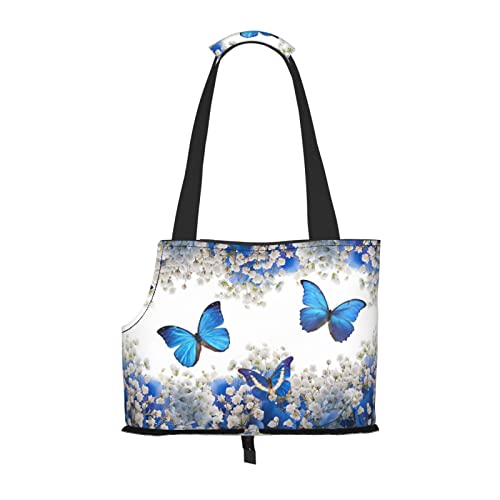 Blaue Schmetterlinge weiße Blumen Haustier Schultertasche Haustier Handtasche Tragbare Faltbare Haustier Sling Tragetasche Handtasche für kleine Haustiere Outdoor Einkaufen Reisen Blaue Schmetterlinge weiße Blumen Haustier Schultertasche Haustier Handtasche Tragbare Faltbare Haustier Sling Tragetasche Handtasche für kleine Haustiere Outdoor Einkaufen Reisen von ASEELO