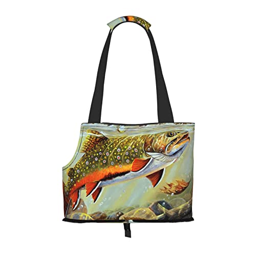 Brook Forellen-Fliegenfischen-Haustier-Reise-Handtasche, Hunde-Geldbörse, Haustier-Geldbörse, tragbar und sicher, bequem und schön. von ASEELO