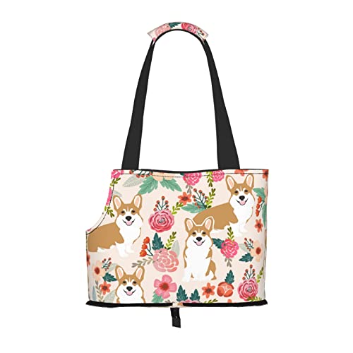 Corgi Haustier-Schultertasche mit Blumenmuster, tragbar, faltbar, für kleine Haustiere, Outdoor, Einkaufen, Reisen Corgi Haustier-Schultertasche mit Blumenmuster, tragbar, faltbar, für kleine Haustiere, Outdoor, Einkaufen, Reisen von ASEELO