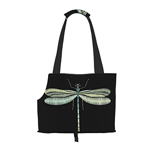 Dragonfly schwarze Haustier-Schultertasche, Haustier-Handtasche, tragbar, faltbar, Handtasche für kleine Haustiere, Outdoor, Einkaufen, Reisen von ASEELO