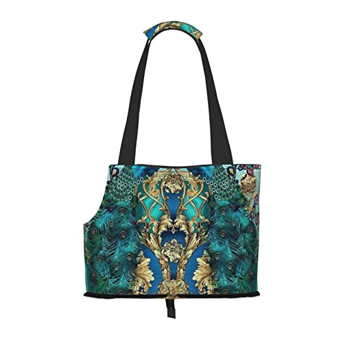 Elegante Haustier-Schultertasche mit Pfauenmotiv, tragbar, faltbar, für kleine Haustiere, Outdoor, Einkaufen, Reisen Elegante Haustier-Schultertasche mit Pfauenmotiv, tragbar, faltbar, für kleine Haustiere, Outdoor, Einkaufen, Reisen von ASEELO