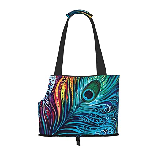 Farbige Pfauen-Haustier-Schultertasche für Haustiere, tragbar, faltbar, Handtasche für kleine Haustiere, Outdoor, Einkaufen, Reisen Farbige Pfauen-Haustier-Schultertasche für Haustiere, tragbar, faltbar, Handtasche für kleine Haustiere, Outdoor, Einkaufen, Reisen von ASEELO