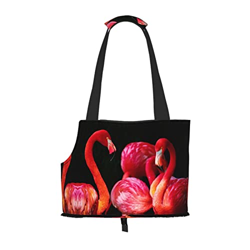 Flamingos in schwarzem Hintergrund, Haustier-Tragetasche, tragbar, für kleine Hunde/Katzen, weich, mit verstellbarem Sicherheitsgurt, für U-Bahn/Einkaufen/Wandern/Reisen Flamingos in schwarzem Hintergrund, Haustier-Tragetasche, tragbar, für kleine Hunde/Katzen, weich, mit verstellbarem Sicherheitsgurt, für U-Bahn/Einkaufen/Wandern/Reisen von ASEELO