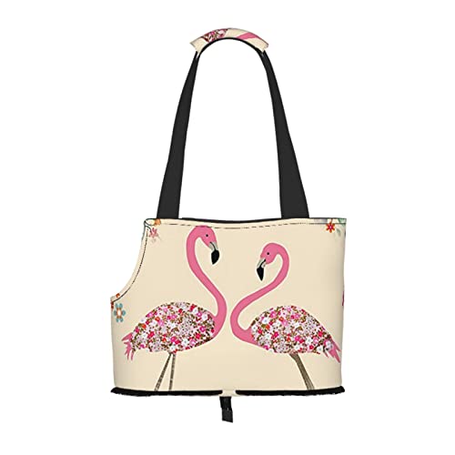 Flamingos und Blumen Haustier-Tragetasche, tragbare kleine Hunde/Katzen, weiche Seiten-Tragetasche mit verstellbarem Sicherheitsgurt, für U-Bahn/Einkaufen/Wandern/Reisen Flamingos und Blumen Haustier-Tragetasche, tragbare kleine Hunde/Katzen, weiche Seiten-Tragetasche mit verstellbarem Sicherheitsgurt, für U-Bahn/Einkaufen/Wandern/Reisen von ASEELO