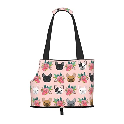 Französische Bulldogge und Blumen Haustier-Tragetasche, tragbare kleine Hunde/Katzen, weiche Seiten-Tragetasche mit verstellbarem Sicherheitsgurt, für U-Bahn/Einkaufen/Wandern/Reisen Französische Bulldogge und Blumen Haustier-Tragetasche, tragbare kleine Hunde/Katzen, weiche Seiten-Tragetasche mit verstellbarem Sicherheitsgurt, für U-Bahn/Einkaufen/Wandern/Reisen von ASEELO