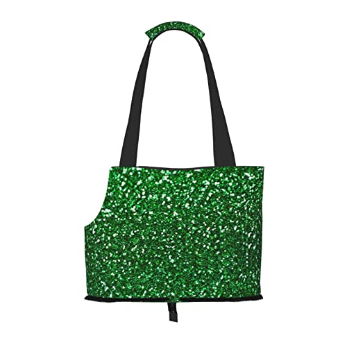 Grüne Pailletten-Schultertasche für Haustiere, tragbar, faltbar, Handtasche für kleine Haustiere, Outdoor, Einkaufen, Reisen von ASEELO