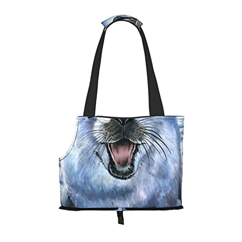 Harp Seal Malerei Tapete Haustier Schultertasche Haustier Handtasche Tragbare Faltbare Haustier Sling Tragetasche Handtasche für kleine Haustiere Outdoor Einkaufen Reisen von ASEELO