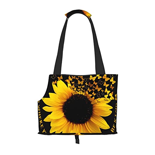 Haustier-Reise-Handtasche mit Schmetterlings- und Sonnenblumen-Motiv, für kleine Hunde, tragbar und sicher, bequem und schön. von ASEELO