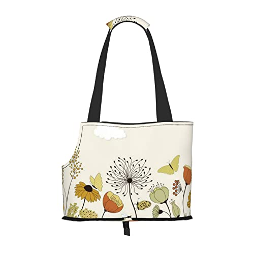 Haustier-Reise-Handtasche mit fliegenden Schmetterlingen unter Blumen, Hundebörse, Geldbörse, Haustier, kleine Hunde-Geldbörse, tragbar und sicher, bequem und schön. von ASEELO