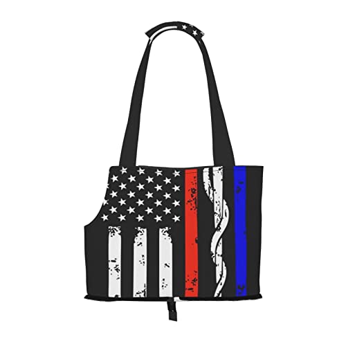 Haustier-Reisehandtasche, mit Feuerwehrmann und USA-Flagge, für Hunde, Geldbörse, Haustier, kleine Hunde, tragbar und sicher, bequem und schön. von ASEELO