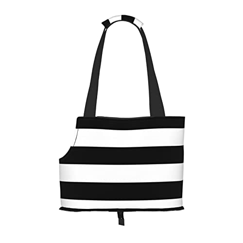 Haustier-Schultertasche für kleine Haustiere, Schwarz / Weiß, tragbar, faltbar, Handtasche für kleine Haustiere, Outdoor, Einkaufen, Reisen von ASEELO