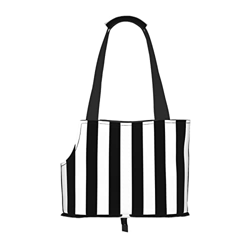 Haustier-Schultertasche für kleine Haustiere, tragbar, faltbar, Schwarz / Weiß gestreift Haustier-Schultertasche für kleine Haustiere, tragbar, faltbar, Schwarz / Weiß gestreift von ASEELO