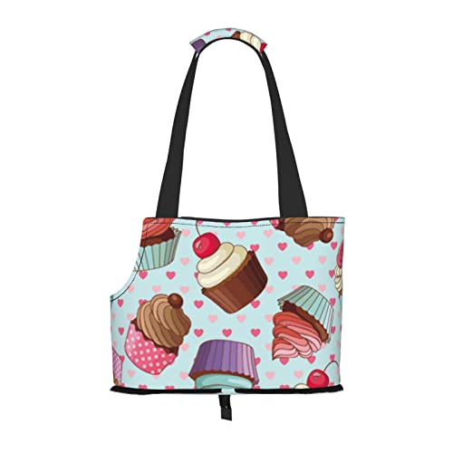 Haustier-Schultertasche mit Cupcake-Muster, tragbar, faltbar, für kleine Haustiere, Outdoor, Einkaufen, Reisen Haustier-Schultertasche mit Cupcake-Muster, tragbar, faltbar, für kleine Haustiere, Outdoor, Einkaufen, Reisen von ASEELO