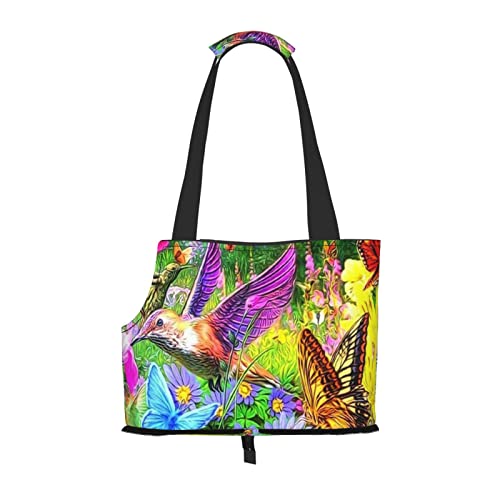 Haustier-Schultertasche mit Frühlingsblumen, Schmetterling, Kolibri, tragbar, faltbar, für kleine Haustiere, Outdoor, Einkaufen, Reisen von ASEELO