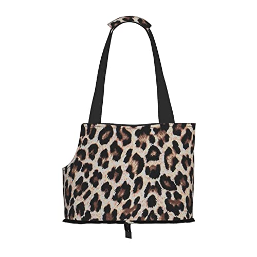Haustier-Schultertasche mit Leopardenmuster, tragbar, faltbar, für kleine Haustiere, Outdoor, Einkaufen, Reisen von ASEELO