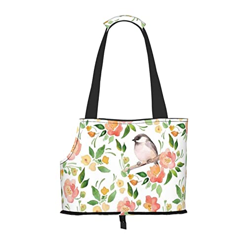 Haustier-Tragetasche mit Blumen- und Vogelmotiv, tragbar, für kleine Hunde/Katzen, weich, mit verstellbarem Sicherheitsgurt, für U-Bahn/Einkaufen/Wandern/Reisen Haustier-Tragetasche mit Blumen- und Vogelmotiv, tragbar, für kleine Hunde/Katzen, weich, mit verstellbarem Sicherheitsgurt, für U-Bahn/Einkaufen/Wandern/Reisen von ASEELO