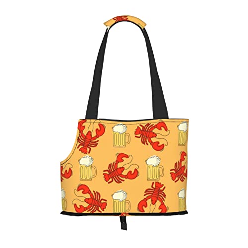 Haustiertasche mit Bier- und Krebse-Muster, tragbar, für kleine Hunde/Katzen, weich, mit verstellbarem Sicherheitsgurt, für U-Bahn/Einkaufen/Wandern/Reisen Haustiertasche mit Bier- und Krebse-Muster, tragbar, für kleine Hunde/Katzen, weich, mit verstellbarem Sicherheitsgurt, für U-Bahn/Einkaufen/Wandern/Reisen von ASEELO