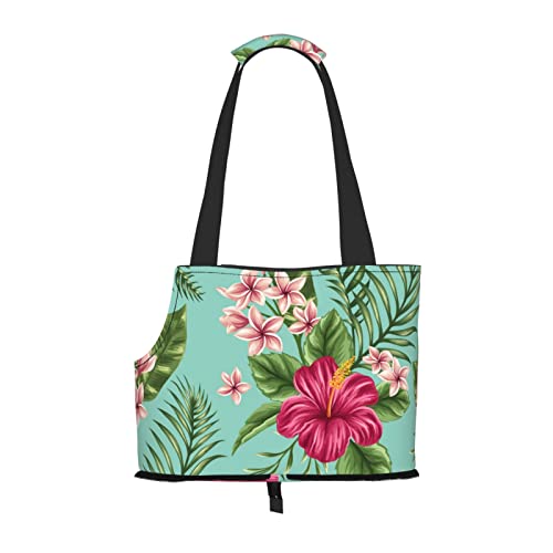 Hawaiianische tropische Blätter Blumen Haustier Schultertasche Haustier Handtasche Tragbare Faltbare Haustier Sling Tragetasche Handtasche für kleine Haustiere Outdoor Shopping Reisen von ASEELO