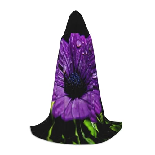 Kapuzenumhang für Teenager Lila Gänseblümchen Halloween Kapuzenumhang Umhang Umhang Cosplay Verkleidung Kostüm für Halloween Weihnachten Kostüm Party M von ASEELO