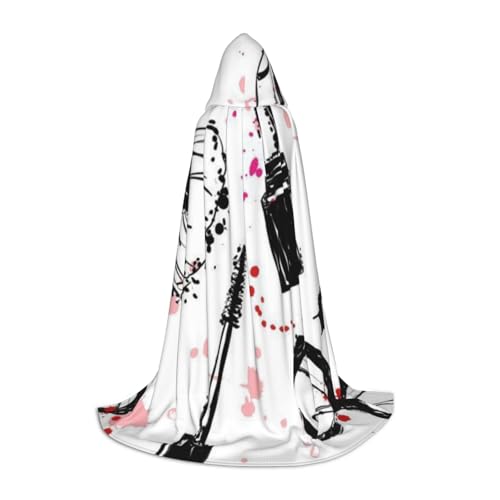 Kapuzenumhang für Teenager Make-up Kosmetik Muster Halloween Kapuzenumhang Umhang Cosplay Verkleidung Kostüm für Halloween Weihnachten Kostüm Party L von ASEELO
