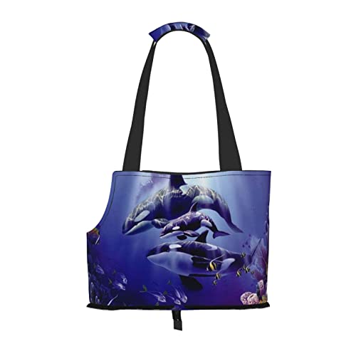 Killer Whales Haustier-Reise-Handtasche, Hundebörse, Haustiertasche, kleine Hunde-Geldbörse, tragbar und sicher, bequem und schön. von ASEELO