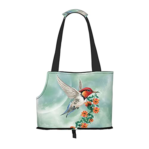 Kolibri fliegt mit Blumenzweigen, Haustier-Reisehandtasche, Hundegeldbörse, Haustier, kleine Hundegeldbörse, tragbar und sicher, bequem und schön. von ASEELO