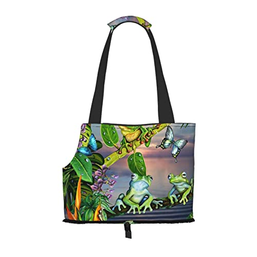 Many Frogs Sing On The Branches Sommer Butterflies Lake Water Pet Tote Bag, Tragbare kleine Hunde/Katzen, weiche Seiten-Tragetasche mit verstellbarem Sicherheitsgurt, für U-Bahn/Einkaufen/Wandern/Reisen Many Frogs Sing On The Branches Sommer Butterflies Lake Water Pet Tote Bag, Tragbare kleine Hunde/Katzen, weiche Seiten-Tragetasche mit verstellbarem Sicherheitsgurt, für U-Bahn/Einkaufen/Wandern/Reisen von ASEELO