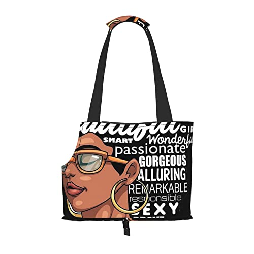 Melanin Afro-Frauen-Haustier-Schultertasche, tragbar, faltbar, Handtasche für kleine Haustiere, Outdoor, Einkaufen, Reisen von ASEELO