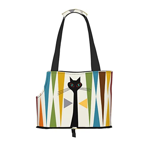 Mid-Century Moderne Kunst Katze Haustier Schultertasche Haustier Handtasche Tragbare Faltbare Haustier Sling Tragetasche Handtasche für kleine Haustiere Outdoor Shopping Reisen von ASEELO