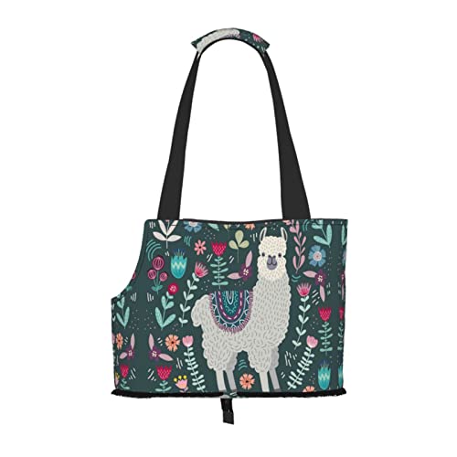 Niedliche Lama-Haustiertasche mit Blumenmuster, tragbar, für kleine Hunde/Katzen, weiche Seiten, mit verstellbarem Sicherheitsgurt, für U-Bahn/Einkaufen/Wandern/Reisen Niedliche Lama-Haustiertasche mit Blumenmuster, tragbar, für kleine Hunde/Katzen, weiche Seiten, mit verstellbarem Sicherheitsgurt, für U-Bahn/Einkaufen/Wandern/Reisen von ASEELO