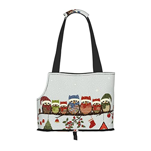 Niedliche Weihnachts-Eulen auf Ast Haustier-Reisehandtasche, Hundegeldbörse, Haustiertasche, kleine Hundegeldbörse, tragbar und sicher, bequem und schön. von ASEELO