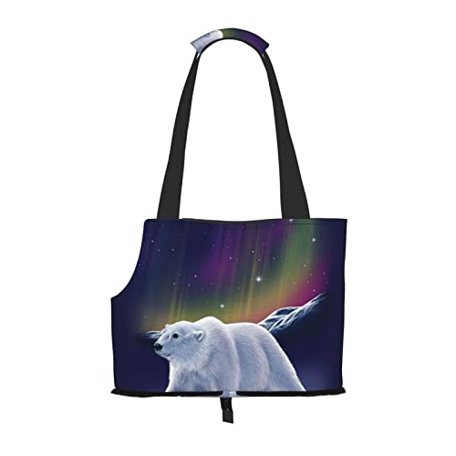 Northern Lights Eisbär Haustier Schultertasche Haustier Handtasche Tragbare Faltbare Haustier Sling Tragetasche Handtasche für kleine Haustiere Outdoor Einkaufen Reisen von ASEELO