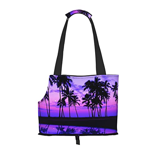 Palm Tree Haustier-Tragetasche mit Sonnenuntergang, tragbar, für kleine Hunde/Katzen, weich, mit verstellbarem Sicherheitsgurt, für U-Bahn/Einkaufen/Wandern/Reisen Palm Tree Haustier-Tragetasche mit Sonnenuntergang, tragbar, für kleine Hunde/Katzen, weich, mit verstellbarem Sicherheitsgurt, für U-Bahn/Einkaufen/Wandern/Reisen von ASEELO
